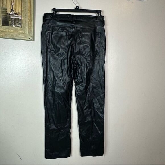 Black Straight Leg Jeans with Sleek Finish faux leather - Picture 6 of 10